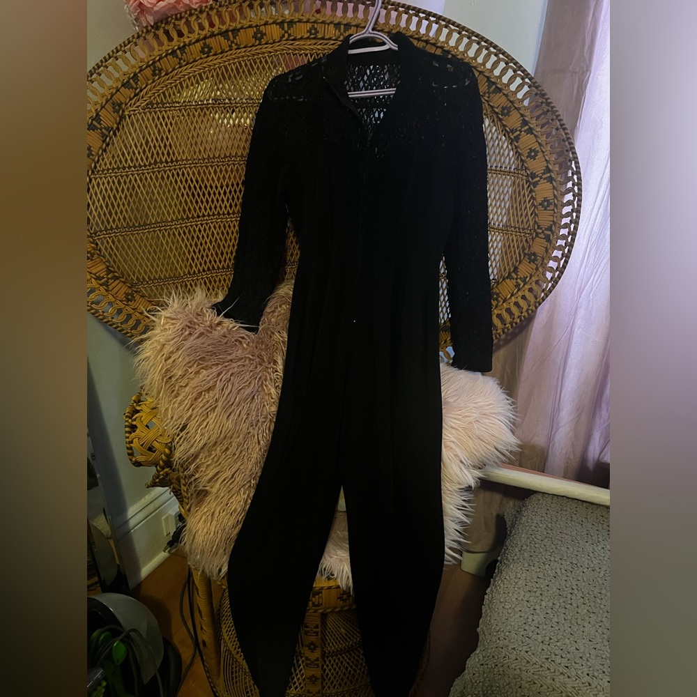 Black Zip-Up Jumpsuit w/ Lace